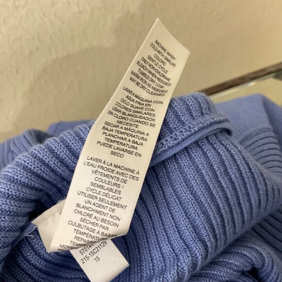 Chico’s Ribbed Boxy Knit Blouse Top women’s Size Large blue pull over 3/4 sleeve - Picture 6 of 13